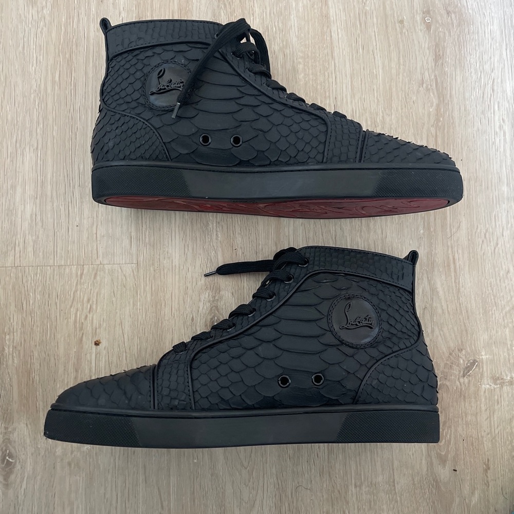 christian loubutian louis flat python rubber